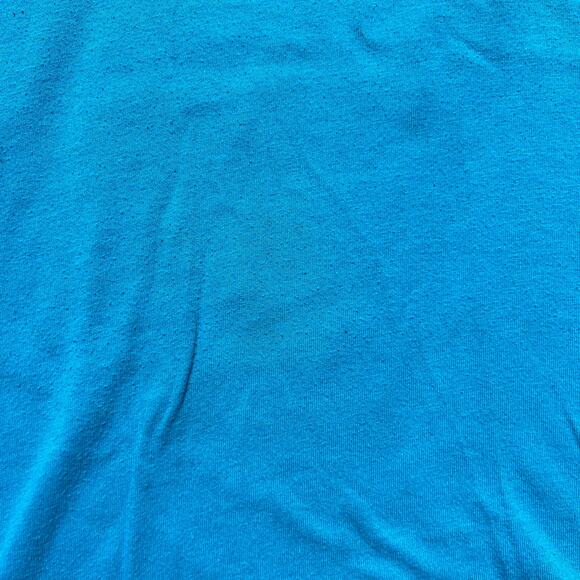 Vintage 80s OP Ocean Pacific Surfing T Shirt Blue Green Single Stitch Baby Tee - Picture 8 of 9